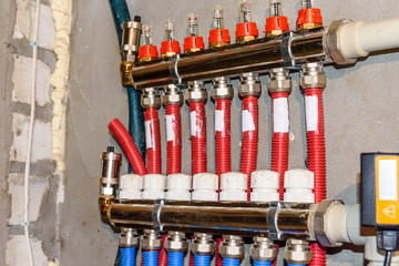 Details of central heating system in a boiler room