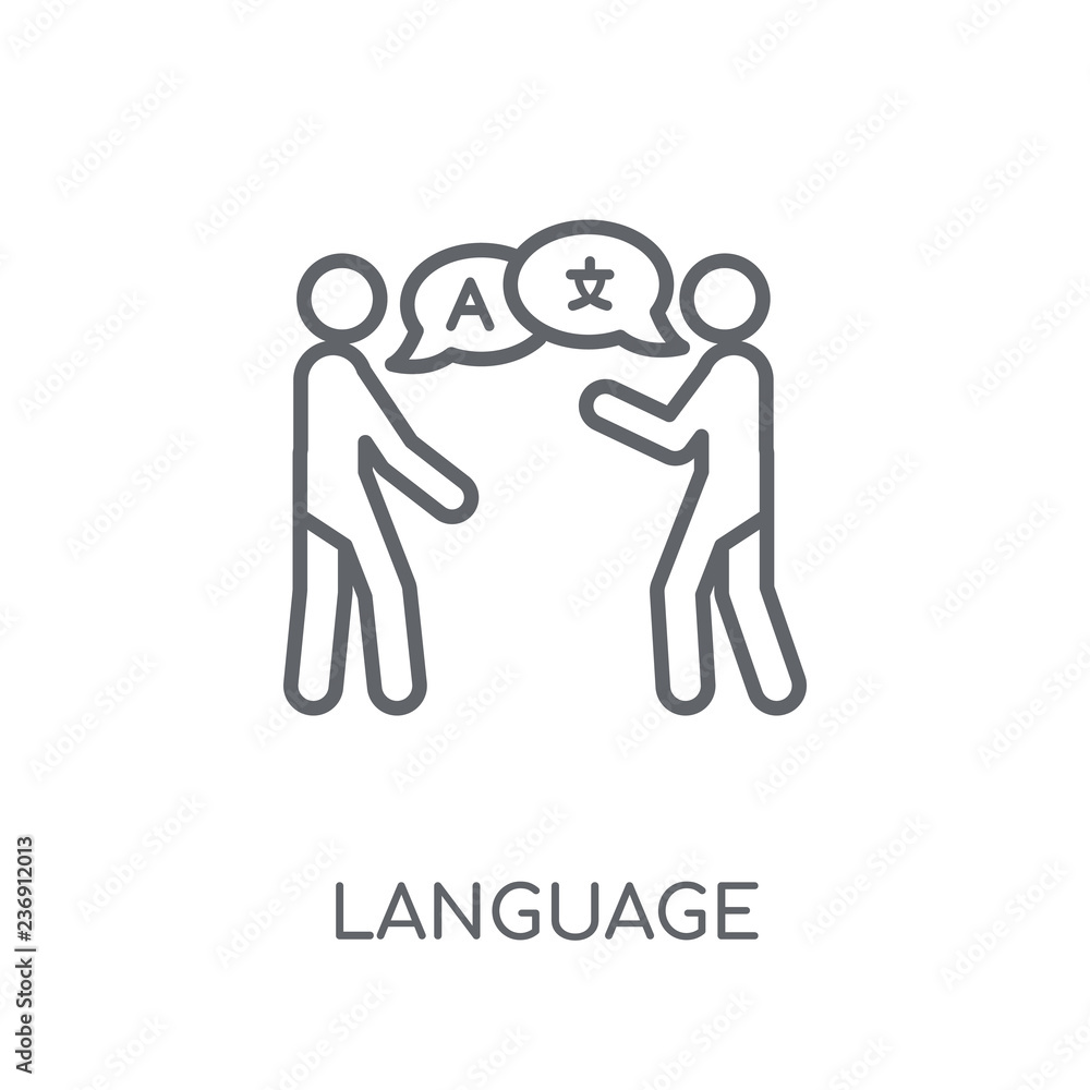 Poster language linear icon. modern outline language logo concept on white background from activity and hob