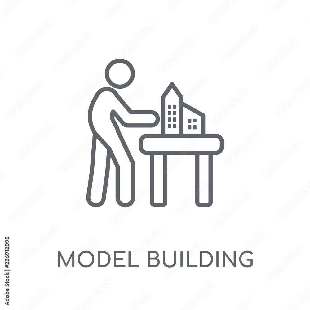 Poster model building linear icon. modern outline model building logo concept on white background from acti