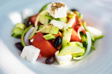 Greek Salad With Feta Tomato Olives And Cucumber