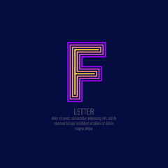 Modern linear logo and sign the letter F.