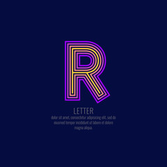 Modern linear logo and sign the letter R.