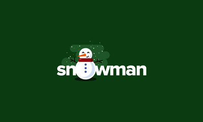 Typography with Snowman Vector Illustration 