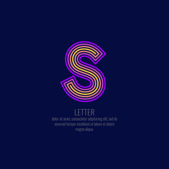 Modern linear logo and sign the letter S.