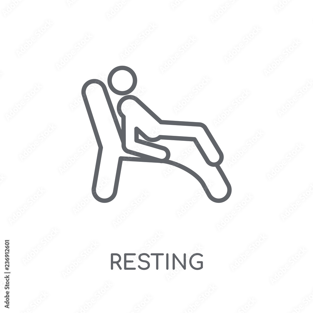 Poster resting linear icon. modern outline resting logo concept on white background from activity and hobbi