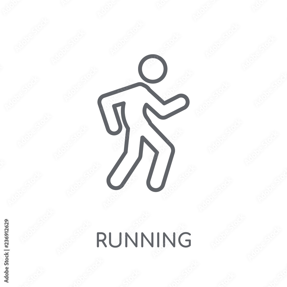 Poster running linear icon. modern outline running logo concept on white background from activity and hobbi
