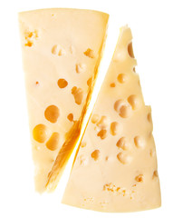 cheese with holes on a white background