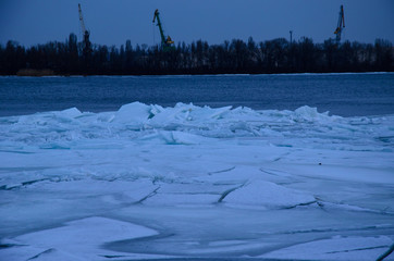 Winter landscape on a  river Dnieper