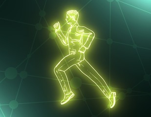 Obraz premium Businessman running forward. Abstract illustration. Modern lifestyle metaphor. 3D rendering