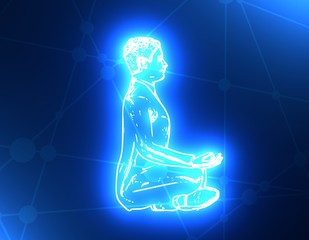 Businessman sit in meditation pose. 3D rendering