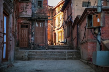 Fototapeta na wymiar Alley of Swayambhunath in the morning