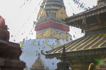 Swayambahunath Stupa in Kathmandu, Nepal. A UNESCO World Heritage Site.