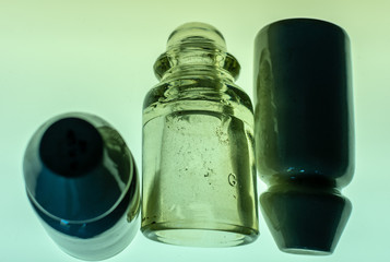 Vintage glass telegraph line insulators in silhouette
