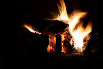 fire in the fireplace