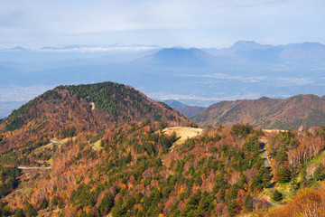Beautiful Autumn mountain at Takamura Village, Yamada-onsen, Nagano, Japan.