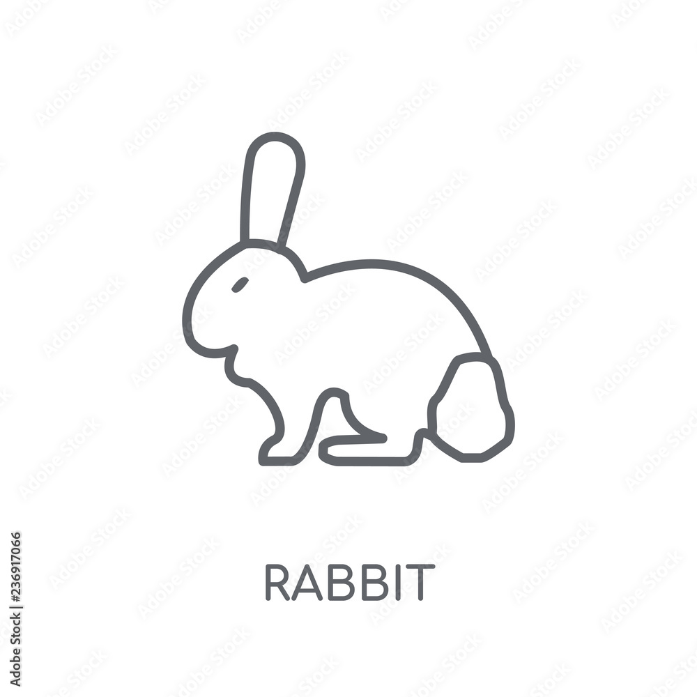 Poster rabbit linear icon. modern outline rabbit logo concept on white background from animals collection