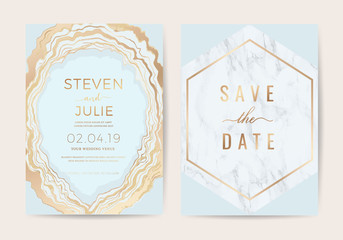 Luxury Marble and marbling Wedding Invitation, Thank you card, Greeting, RSVP card vector template.