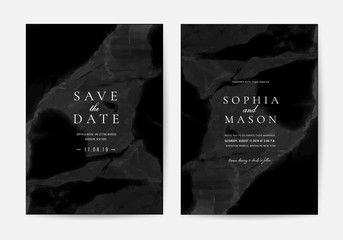 Luxury Marble and marbling Wedding Invitation, Thank you card, Greeting, RSVP card vector template.