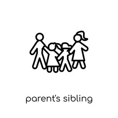 parent's sibling icon. Trendy modern flat linear vector parent's sibling icon on white background from thin line family relations collection