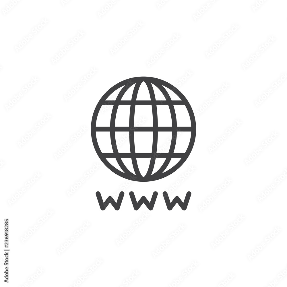 Poster world internet outline icon. linear style sign for mobile concept and web design. global browser sim