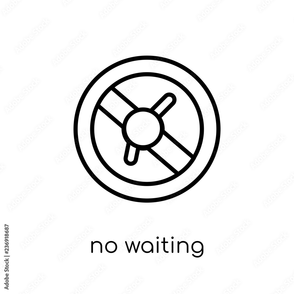 Poster no waiting icon. trendy modern flat linear vector no waiting icon on white background from thin line