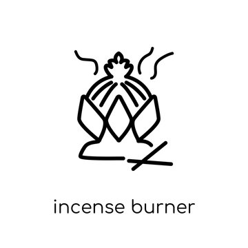 Incense burner icon. Trendy modern flat linear vector Incense burner icon on white background from thin line Religion collection