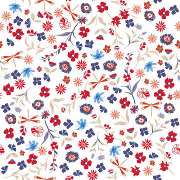 Beautiful liberty Seamless floral pattern. Background in small colorful flowers