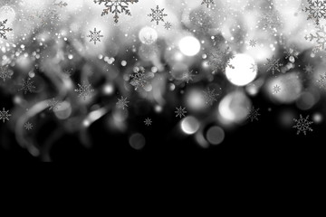 красивый блестящий праздничный фон с блестками и снежинка на черном фоне      