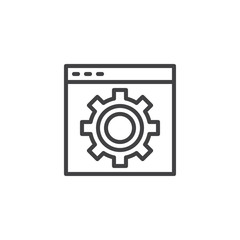 Website settings outline icon. linear style sign for mobile concept and web design. Web browser optimization simple line vector icon. Symbol, logo illustration. Pixel perfect vector graphics