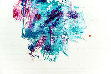 strokes and blots of paint on white background