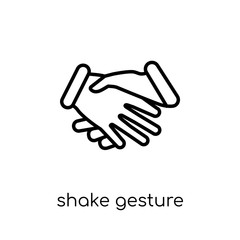 Obraz premium Shake gesture icon. Trendy modern flat linear vector Shake gesture icon on white background from thin line Hands and guestures collection