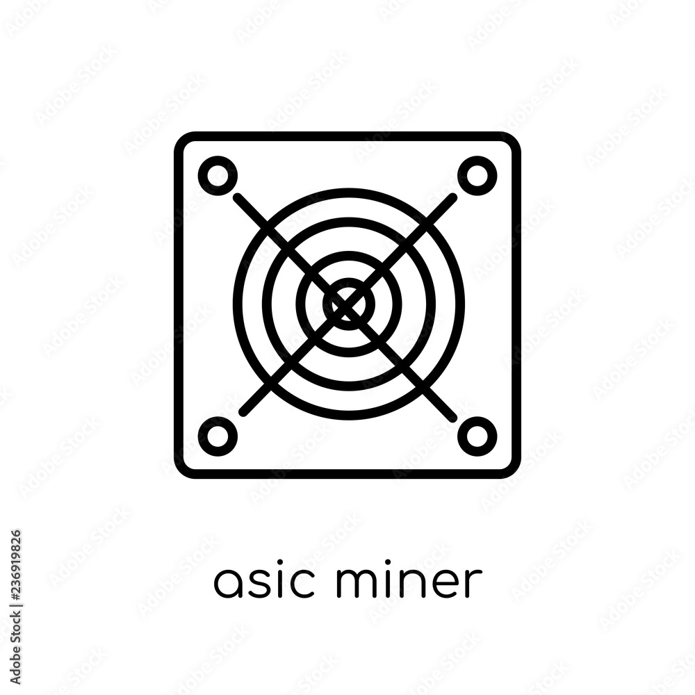 Poster asic miner icon. trendy modern flat linear vector asic miner icon on white background from thin line