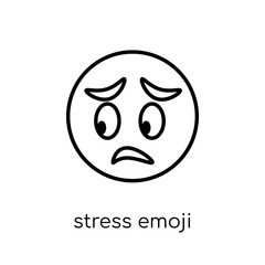 stress emoji icon. Trendy modern flat linear vector stress emoji icon on white background from thin line Emoji collection, outline vector illustration