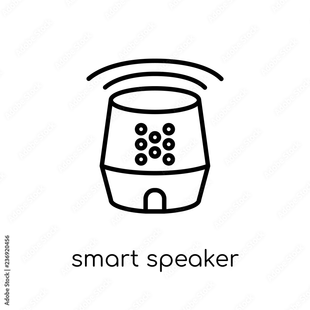 Poster smart speaker icon. trendy modern flat linear vector smart speaker icon on white background from thi