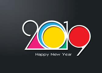 2019 Happy New Year or Christmas Background creative greeting card design, can be used for flyers, invitation, posters, brochure, banners, calendar.
