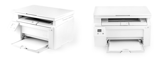 The Modern white printer isolated on white