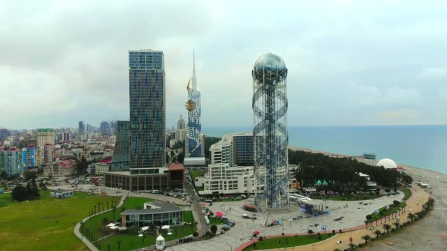 Batumi beach aerial view, Georgia .