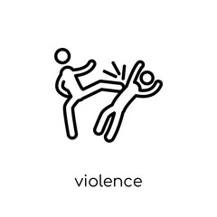 Violence icon. Trendy modern flat linear vector Violence icon on white background from thin line law and justice collection