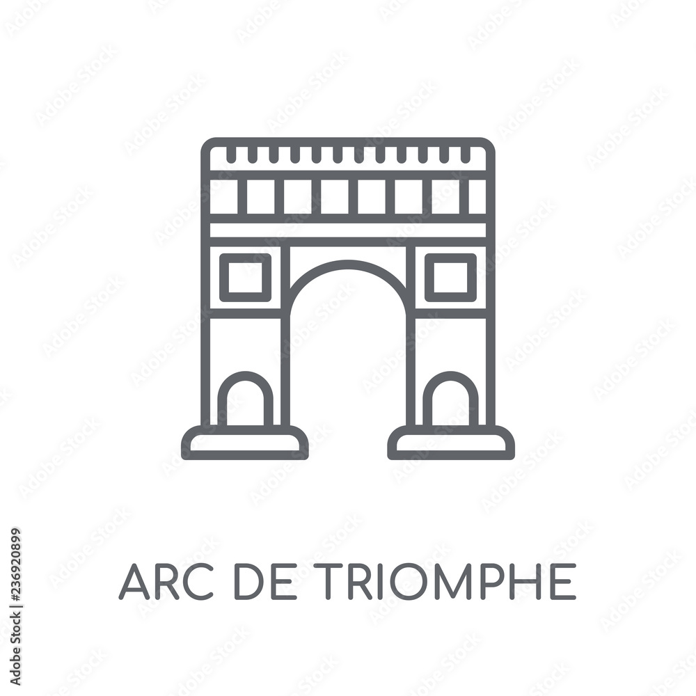 Poster arc de triomphe linear icon. modern outline arc de triomphe logo concept on white background from ar