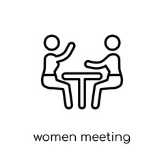 Women Meeting icon. Trendy modern flat linear vector Women Meeting icon on white background from thin line Ladies collection