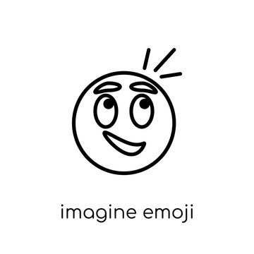 imagine emoji icon. Trendy modern flat linear vector imagine emoji icon on white background from thin line Emoji collection, outline vector illustration