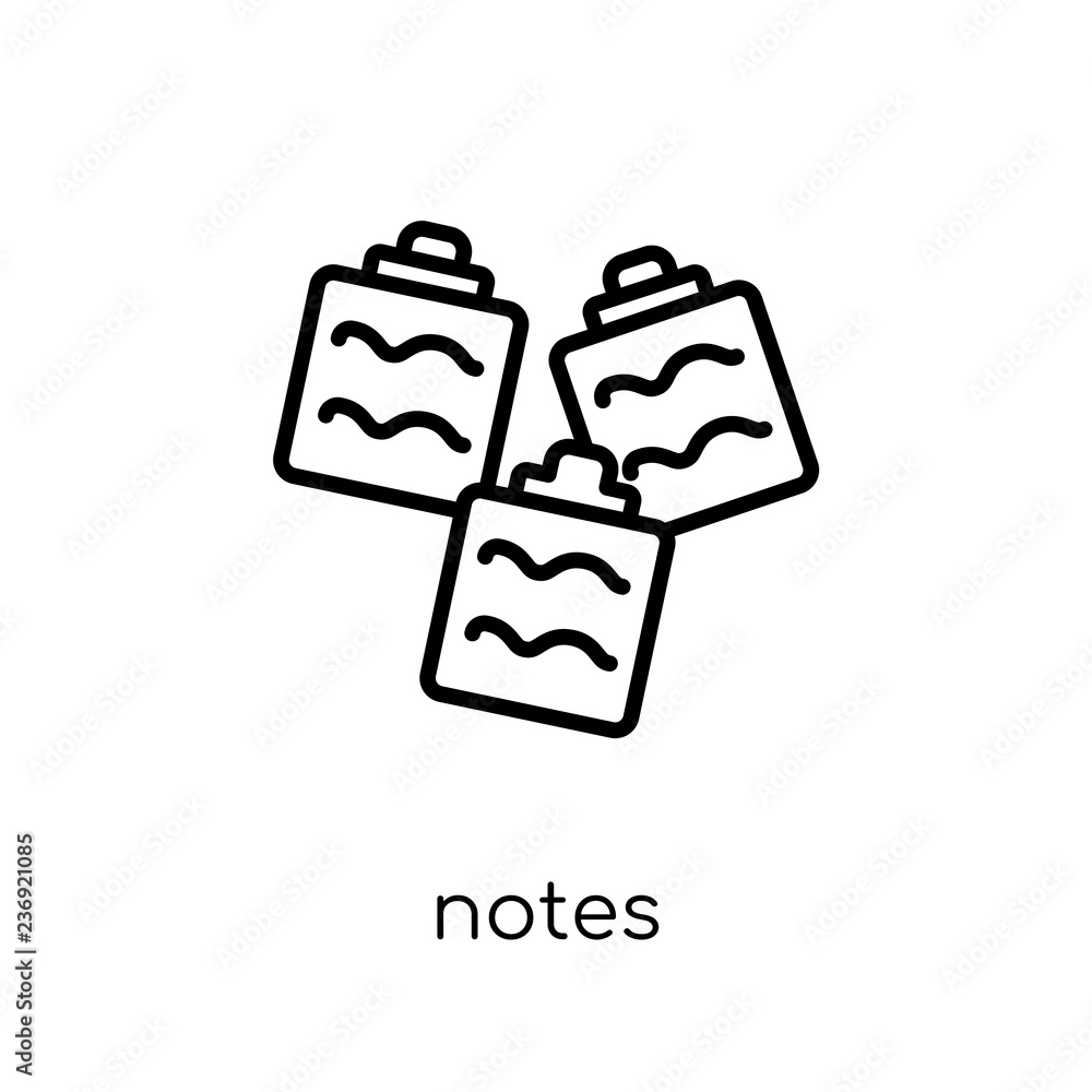 Poster notes icon. trendy modern flat linear vector notes icon on white background from thin line e-learnin
