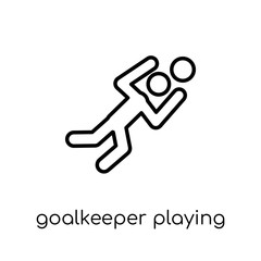 Goalkeeper playing icon icon. Trendy modern flat linear vector Goalkeeper playing icon on white background from thin line Recreational games collection