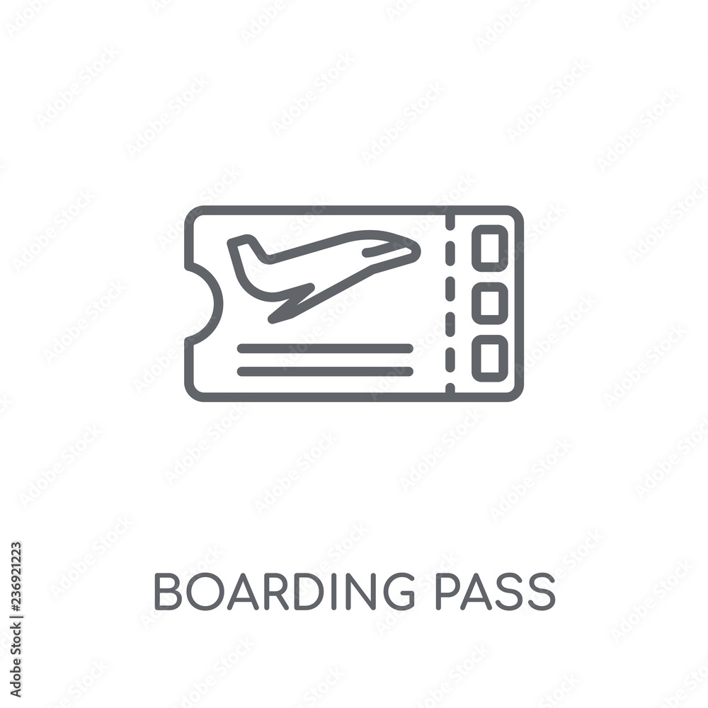 Poster boarding pass linear icon. modern outline boarding pass logo concept on white background from archit