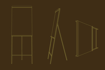 Empty flip chart. Vector outline illustration.