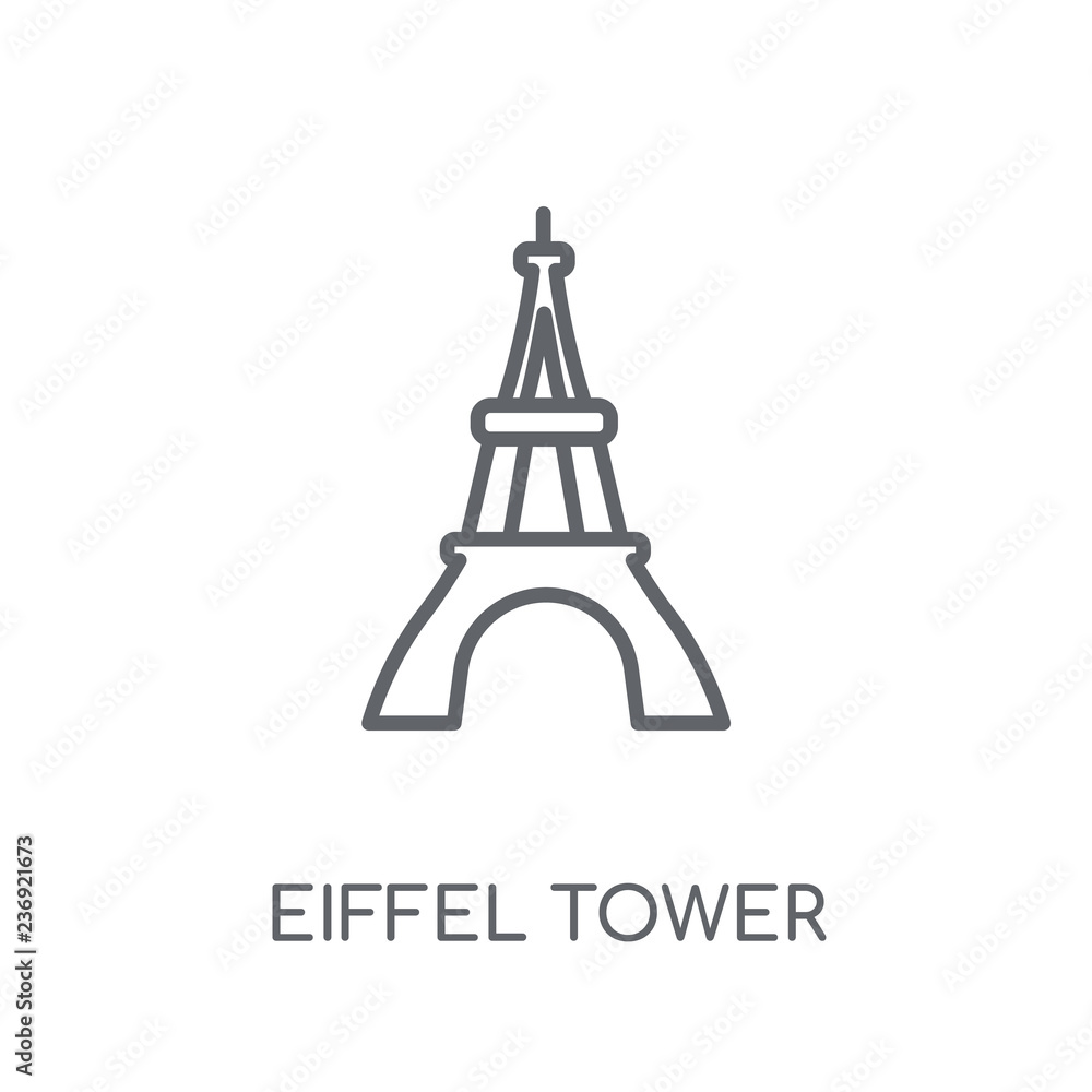 Poster eiffel tower linear icon. modern outline eiffel tower logo concept on white background from architec