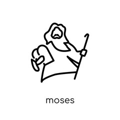 Moses icon. Trendy modern flat linear vector Moses icon on white background from thin line Religion collection