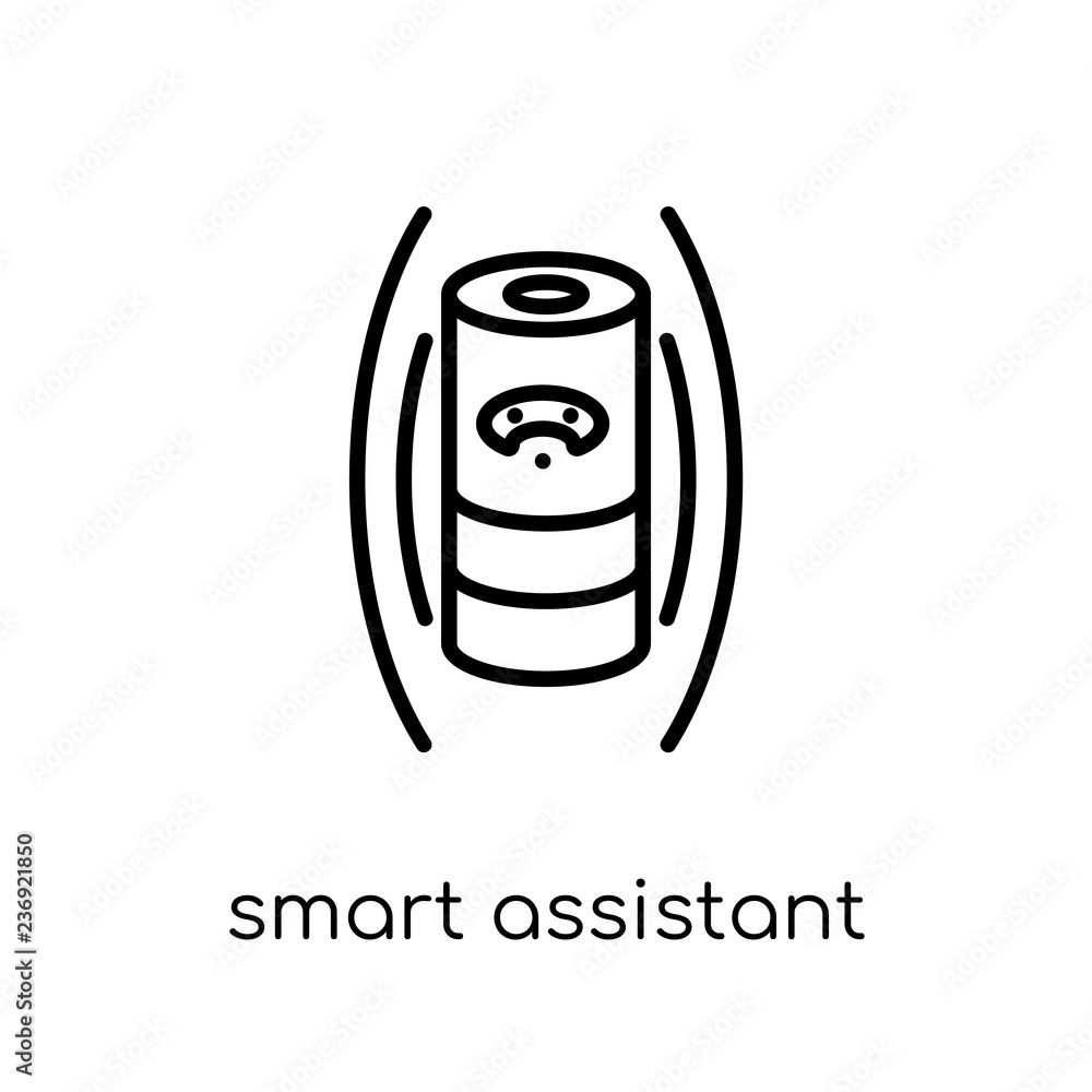 Poster smart assistant icon. trendy modern flat linear vector smart assistant icon on white background from