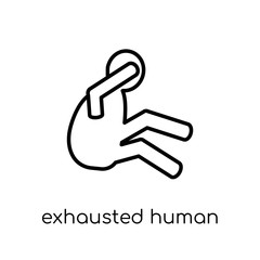 exhausted human icon. Trendy modern flat linear vector exhausted human icon on white background from thin line Feelings collection