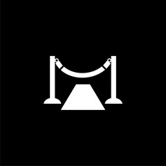 Barrier rope icon or logo isolated on white on dark background